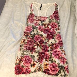 Floral tank, lace back